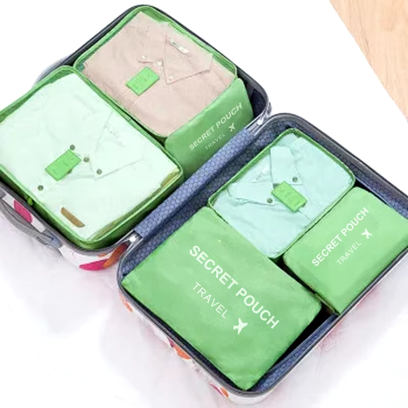 6 Pcs/Set Pink/Blue/Grey Travel Storage Bag Large Capacity Waterproof Luggage Clothing Underwear Storage Bag Bag with Zipper