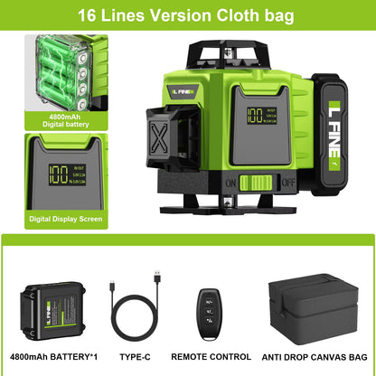 Lfine2/4D16 Lines 360°Self-Leveling Laser Levels Optional Tripod and Vertical Professional Laser Level Tool