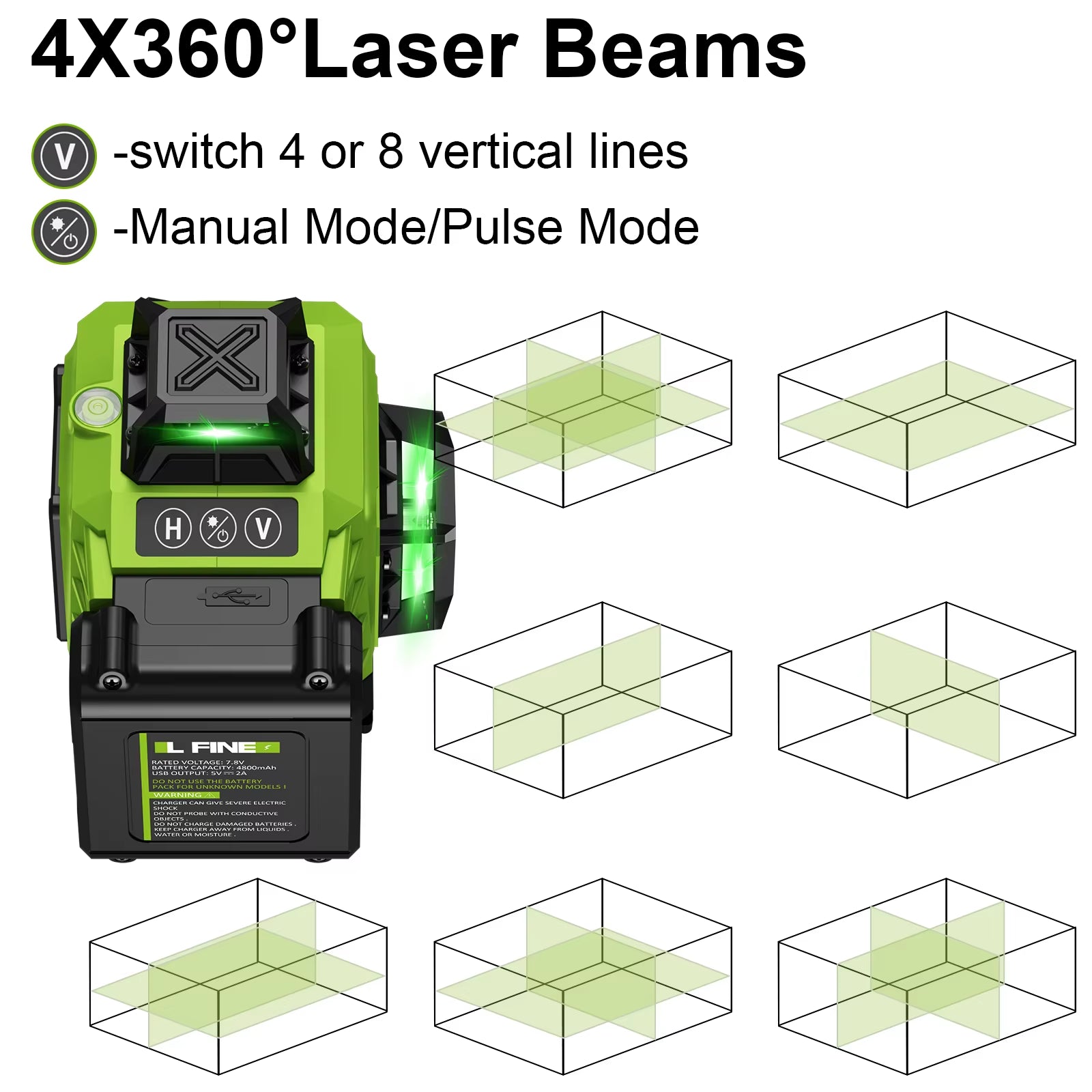 Lfine2/4D16 Lines 360°Self-Leveling Laser Levels Optional Tripod and Vertical Professional Laser Level Tool