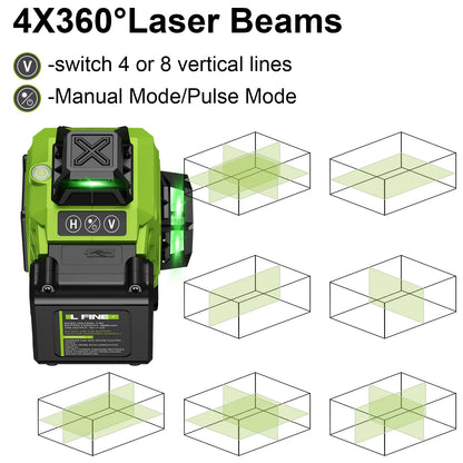 Lfine2/4D16 Lines 360°Self-Leveling Laser Levels Optional Tripod and Vertical Professional Laser Level Tool