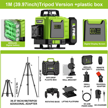 Lfine2/4D16 Lines 360°Self-Leveling Laser Levels Optional Tripod and Vertical Professional Laser Level Tool