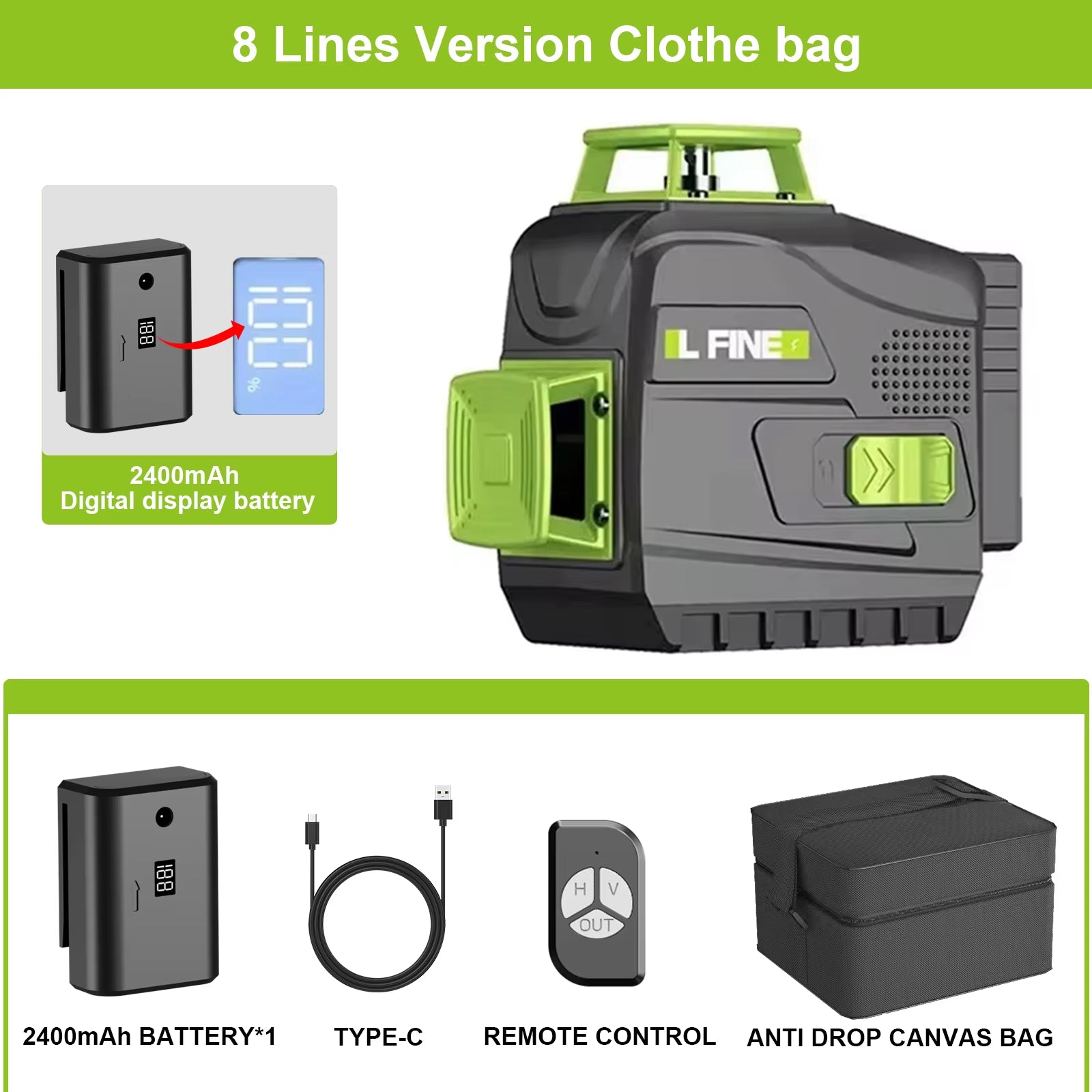 Lfine2/4D16 Lines 360°Self-Leveling Laser Levels Optional Tripod and Vertical Professional Laser Level Tool