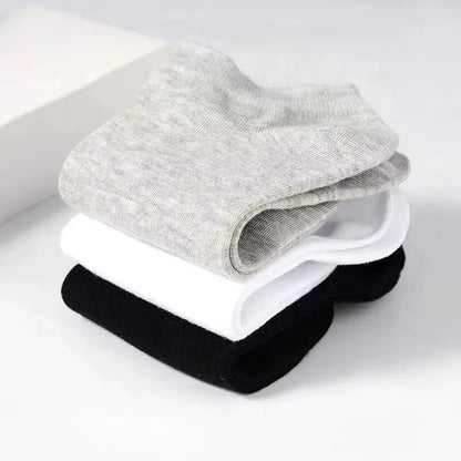 10 Pairs Men'S Polyester Boat Socks New Style Black White Grey Business Men Stockings Soft Breathable Summer for Male
