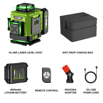 Lfine2/4D16 Lines 360°Self-Leveling Laser Levels Optional Tripod and Vertical Professional Laser Level Tool