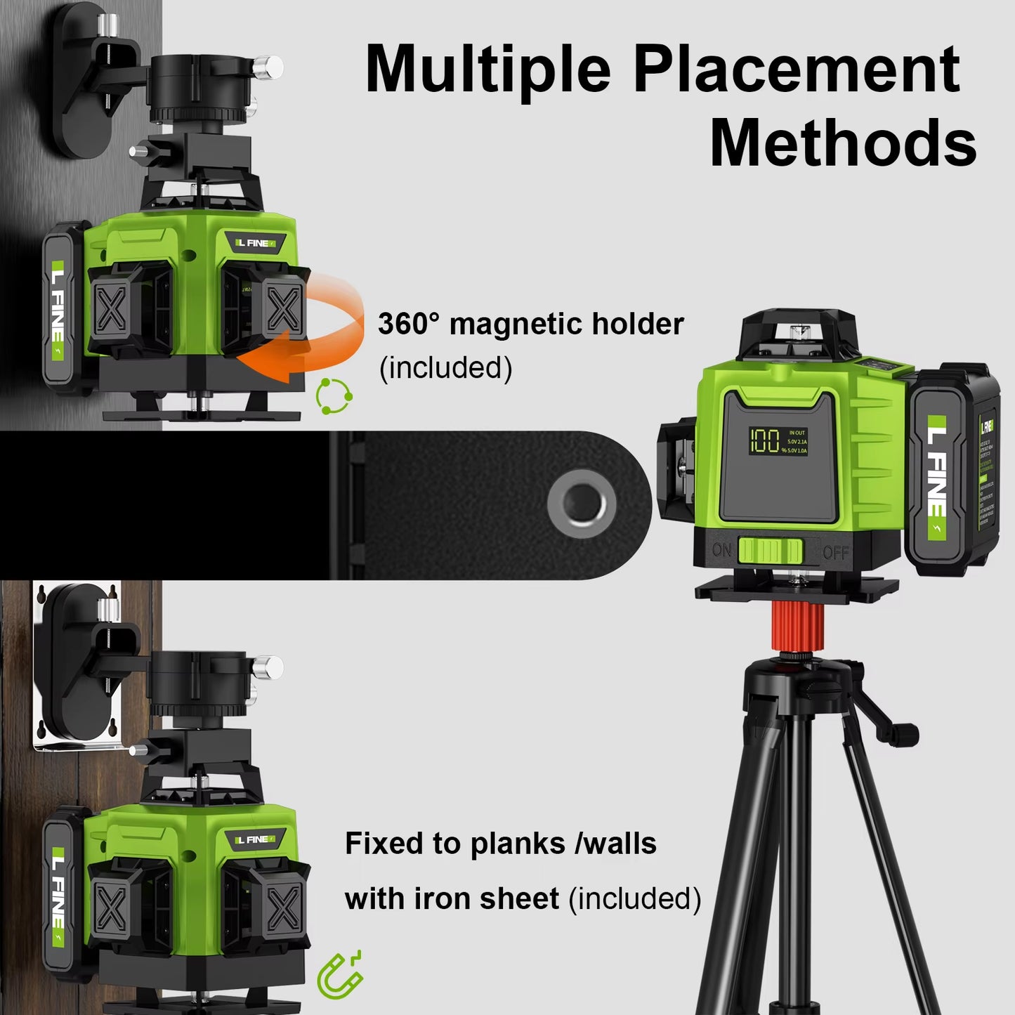Lfine2/4D16 Lines 360°Self-Leveling Laser Levels Optional Tripod and Vertical Professional Laser Level Tool
