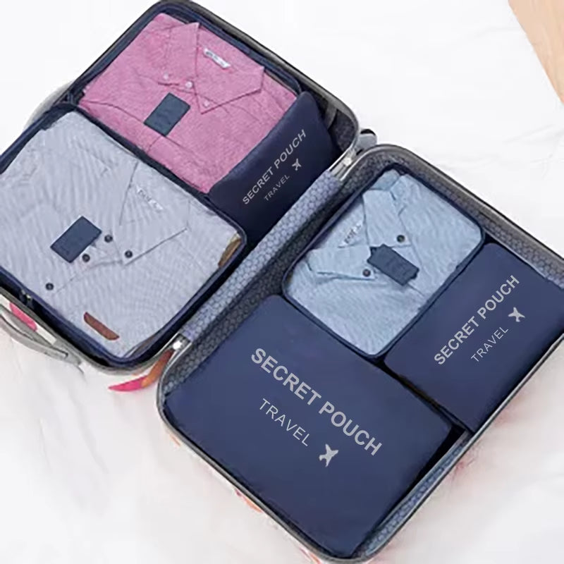6 Pcs/Set Pink/Blue/Grey Travel Storage Bag Large Capacity Waterproof Luggage Clothing Underwear Storage Bag Bag with Zipper