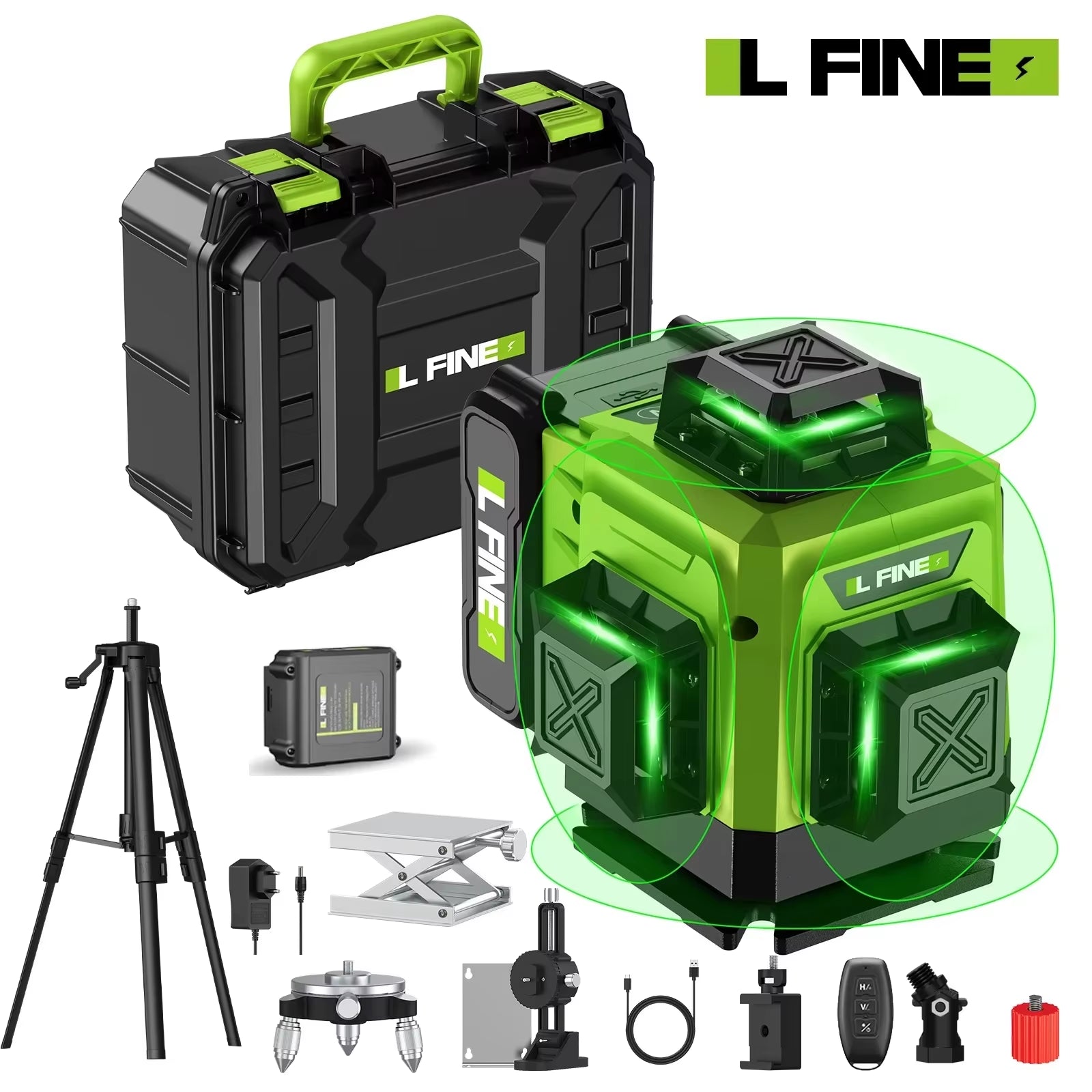 Lfine2/4D16 Lines 360°Self-Leveling Laser Levels Optional Tripod and Vertical Professional Laser Level Tool